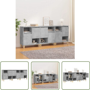 vidaXL Houten Dressoir - Dressoir - Dressoirs 3 st 60x35x70 cm bewerkt hout betongrijs - Grijze Dressoir - Vintage Dressoir - Salontafel