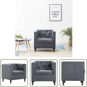 vidaXL Fauteuil Grijs - Chesterfield Fauteuil - Fauteuil stof grijs - Design Fauteuil - Lounge Fauteuil - Comfortabele Fauteuil