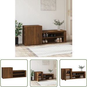 vidaXL Schoenuitlegers - Schoenenkast - Schoenenkast 130x35x54 cm bewerkt hout bruin eikenkleur - Bergruimte - Houten Schoenenkast - Bruine Eiken Schoenenkast