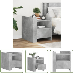 vidaXL Houten Nachtkastje - Nachtkastje - Nachtkastje 45x50x50 cm bewerkt hout betongrijs - Betonnen Nachtkastje - Grijze Nachtkastje - Compact Nachtkastje