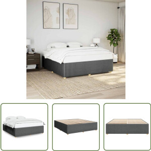 vidaXL Tweepersoonsbed - Slaapcomfort - Bedframe zonder matras stof donkergrijs 200x200 cm - Boxspring Frame - Houten Bedframe - Donkere Kleuren