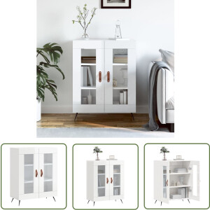 vidaXL Commode - Dressoir - Dressoir 69,5x34x90 cm bewerkt hout hoogglans wit - Houten Dressoir - Hoogglans Wit - Vintage Dressoir