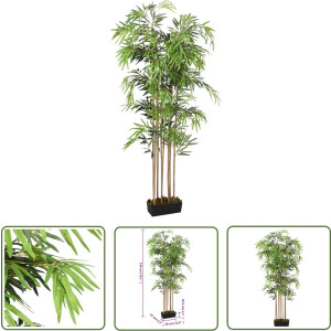 The Living Store Kunstbamboeboom - 150 cm - Groen - Realistisch uiterlijk - Minder onderhoud - Kunststof pot - Breed toepasbaar