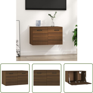 vidaXL Houten Kast - Wandkast - Wandkast 60x36,5x35 cm bewerkt hout bruin eikenkleur - Bruine Kast - Opbergkast - Salonkast