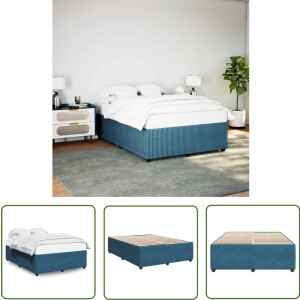 vidaXL Boxspring - Bed Frame - Bedframe fluweel blauw 140x200 cm - Tweepersoonsbed - Slaapcomfort - Slaapkamers