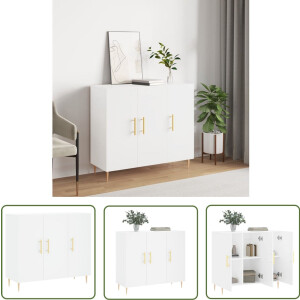vidaXL Modern Dressoir - Dressoir - Dressoir 90x34x80 cm bewerkt hout wit - Houten Dressoir - Wit Dressoir - Opberg Dresser
