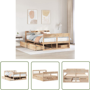 vidaXL Houten Bed - Bedframe - Bedframe zonder matras massief grenenhout 120x190 cm - Massief Hout Bed - Grenenhout Bed - Tweepersoons Bed