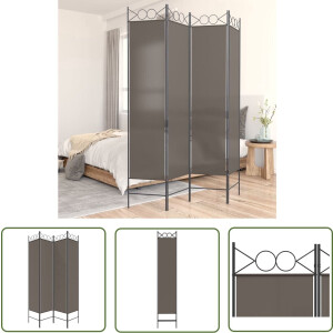 The Living Store Kamerscherm Antraciet - 160 x 200 cm - Inklapbaar - Stof (100% polyester) en ijzer