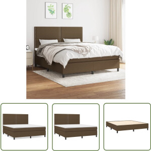 vidaXL Boxspring - Boxspringbed - Boxspring met matras stof donkerbruin 180x200 cm - Tweepersoonsbed - Bruine Bed - Houten Bed Frame