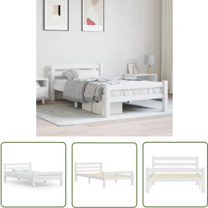 The Living Store Bedframe The Living Store - Houten Bedframe - Een moderne en coole toevoeging aan je slaapkamer - 206 x 96 x 66 cm - Massief grenenhout