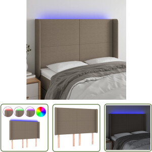 vidaXL Hoofdbord Met Led - Hoofd Bord Led - Hoofdbord LED 147x16x118/128 cm stof taupe - Bedding Accessories - Slaapkamers Decoratie - Comfortabele Hoofdbord