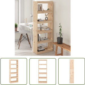 The Living Store Boekenkast Massief Grenenhout - 60 x 30 x 167.5 - 5 ruime vakken - Montage vereist - - The Living Store