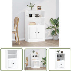 vidaXL Houten Kast - Hoge Kast - Hoge kast 60x35,5x103,5 cm bewerkt hout wit - Wit Kast - Opslagkast - Woonkamer Kast