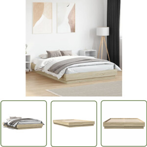 vidaXL Houten Bedframe - Bedframe - Bedframe bewerkt hout sonoma eikenkleurig 120x200 cm - Bed 120x200 - Sonoma Eiken - Bewerkt Hout