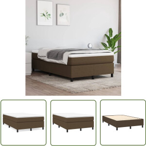 vidaXL Tweepersoonsbed - Boxspringbed - Boxspring met matras stof donkerbruin 120x200 cm - Donkere Kleuren - Houten Frame - Boxspring