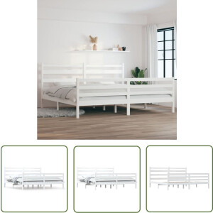 vidaXL Klassiek Bed - Houten Bed Frame - Bedframe massief grenenhout wit 200x200 cm - Bed Frame 200x200 - Grenenhout Bed - Massief Hout Bed