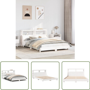 vidaXL Houten Bed - Bedframe - Bedframe zonder matras massief grenenhout wit 160x200 cm - Grenen Hout - Bed - Slaapkamers