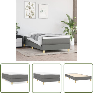 vidaXL Donkere Kleuren - Boxspringbed - Boxspring met matras stof donkergrijs 90x200 cm - Pocketveer Matras - Middenhard - Tweepersoonsbed