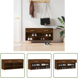 vidaXL Schoenuitlegers - Schoenenbank - Schoenenbank 102x35x55 cm bewerkt hout sonoma eikenkleurig - Bergruimte - Kastje - Houten Bank