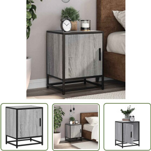 vidaXL Kastje - Nachtkastje - Nachtkastje 40x31x50 cm bewerkt hout&metaal grijs sonoma eiken - Slaapkamer - Houten Kast - Metalen Kast