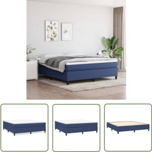 vidaXL Bed Frame - Boxspring Frame - Bedframe zonder matras stof blauw 180x200 cm - Tweepersoons Bed - Blauwe Bed - Houten Bed Frame