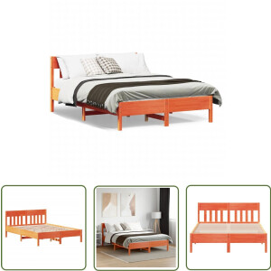 vidaXL Grenenhout Bed - Massief Hout Bed Frame - Bedframe zonder matras massief grenenhout wasbruin 120x200 cm - Bruine Bed - Tweepersoons Bed - Boxspring Bed