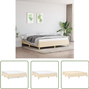vidaXL Bedframe - Stof - crèmekleurig - 160x200 cm Boxspring Frame - Tweepersoons Bed - Creme Kleurtje - Stoffen Bedframe - Duurzame Materialen