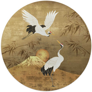 Glasschilderij Kraanvogels - Ø 50cm - Glas - REINDERS
