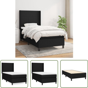 vidaXL Pocketvering - Boxspringbed - Boxspring met matras stof zwart 100x200 cm - Midden Hard - Tweepersoonsslaap - Boxspring