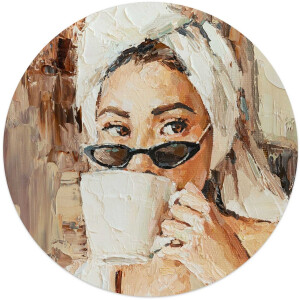 Glasschilderij Ochtendkoffie - Ø 50 - Glas - REINDERS