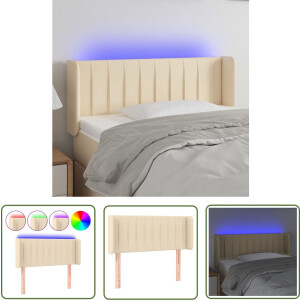 vidaXL Creme Hoofdbord - LED Hoofdbord - Hoofdbord LED 103x16x78/88 cm stof crèmekleurig - Led Lamp - Hoofdbord Met Led - Slaapkamersdecoratie