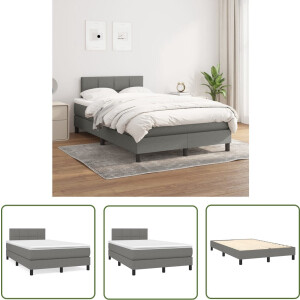 vidaXL Boxspring - Boxspringbed - Boxspring met matras stof donkergrijs 120x200 cm - Tweepersoonsbed - Donkere Kleuren - Pocketveermatras