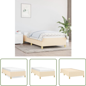 vidaXL Slaapkamer Meubels - Bed Frame - Bedframe zonder matras 90x190 cm stof crèmekleurig - Tweepersoons Bed - Creme Kleur - Houten Bed Frame