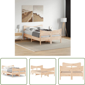 vidaXL Bed Frame 120x200 - Massief Grenenhout Bed Frame - Bedframe zonder matras massief grenenhout 120x200 cm - Tweepersoons Bed Frame - Houten Bed Frame - Vintage Bed Frame