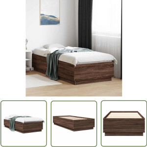 vidaXL Houten Bedframe - Bruin Houten Bed - Bedframe bewerkt hout bruin eikenkleur 100x200 cm - Tweepersoons Bed - Bed 100x200 - Compact Bed