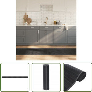 vidaXL Vloerkleed Bamboe - Grijs - 60x1000 cm Bamboetapijt - Tapijt Grijs - Vloertapijt - Modern Tapijt - Woon Accessoires