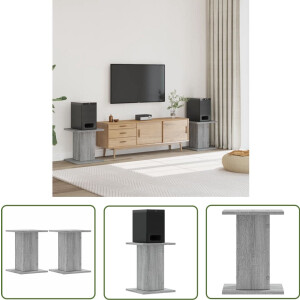 vidaXL Houten Speakerstands - Speakerstands - Speakerstandaards 2 st 30x30x40 cm bewerkt hout grijs sonoma - Grijze Speakerstands - Speakerpodiums - Audio Stands