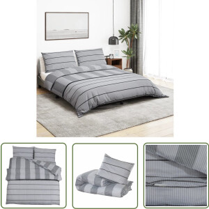 vidaXL Katoenen Dekbedovertrek - Dekbedovertrek - Dekbedovertrekset 140x200 cm katoen grijs - Dekbedovertrek Grijs - Bedding - Slaapkamer Decoratie