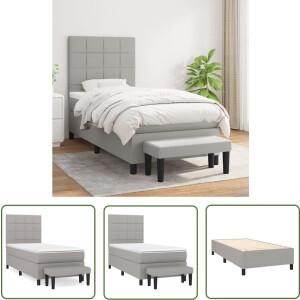 vidaXL Slaapcomfort - Boxspringbed - Boxspring met matras stof lichtgrijs 100x200 cm - Boxspring - Tweepersoonsbed - Grijs Bed