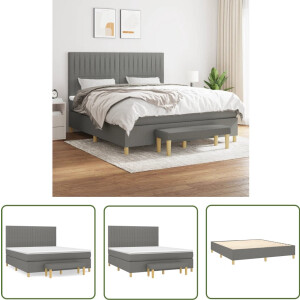vidaXL Boxspring - Donkergrijs - 160x200 cm Boxspringbed - Boxspring - Tweepersoonsbed - Donkere Kleuren - Pocketed Veren Matras
