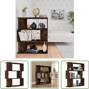 vidaXL Houten Boekenkast - Boekenkast - Boekenkast / kamerscherm 80x24x96 cm bewerkt hout gerookt eiken - Kamermeubel - Opslagruimte - Bruine Boekenkast
