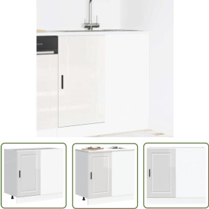 vidaXL Onderkast - Keuken Kast - Keuken onderkast Porto bewerkt hout hoogglans wit - Opslagruimte - Keuken Organisatie - Houten Kast