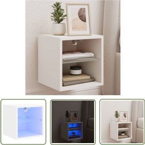 vidaXL Tv-wandmeubel - Tv-wandmeubelen - Wandkast - Tv-meubel - Tv-meubel met LED-verlichting 30x28,5x30 cm wit