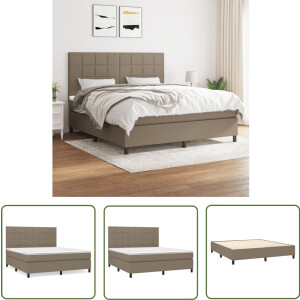vidaXL Boxspring 180x200 cm Taupe met Matras Boxspringbed - Boxspring - Tweepersoonsbed - Slaapcomfort - Taupecleur