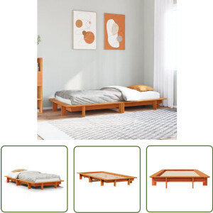 vidaXL Houten Bed - Bedframe - Bedframe zonder matras massief grenenhout wasbruin 75x190 cm - Grenenhouten Bed - Bed - Slaapkamervloerisolatie