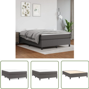 vidaXL - Boxspring - bed - kunstleer - grijs - 140x190 - cm