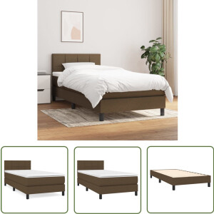 vidaXL Boxspring Donkerbruin 100x200 cm met Matras Boxspringbed - Donkere Bruine Boxspring - Tweepersoons Bed - Pocketveer Matras - Middenhard Matras