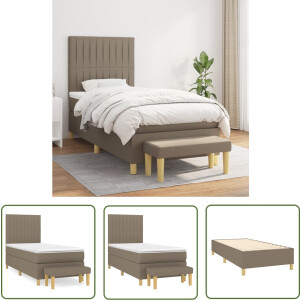 vidaXL Verstelbare Hoofdbord - Boxspringbed - Boxspring met matras stof taupe 90x200 cm - Pocketveer Matras - Middelhard Matras - Taupecleur