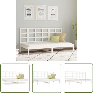 vidaXL Grenenhout Meubilair - Slaapbank - Slaapbank zonder matras 90x200 cm massief grenenhout wit - Witte Slaapbank - Logeerbed - Opbergbanken