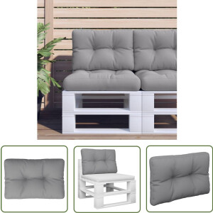 vidaXL Palletkussen - 50x40x12 cm - Grijs - Polyester Palletkussen - Outdoor Kussen - Tuinkussen - Balkon Kussen - Zitkussen
